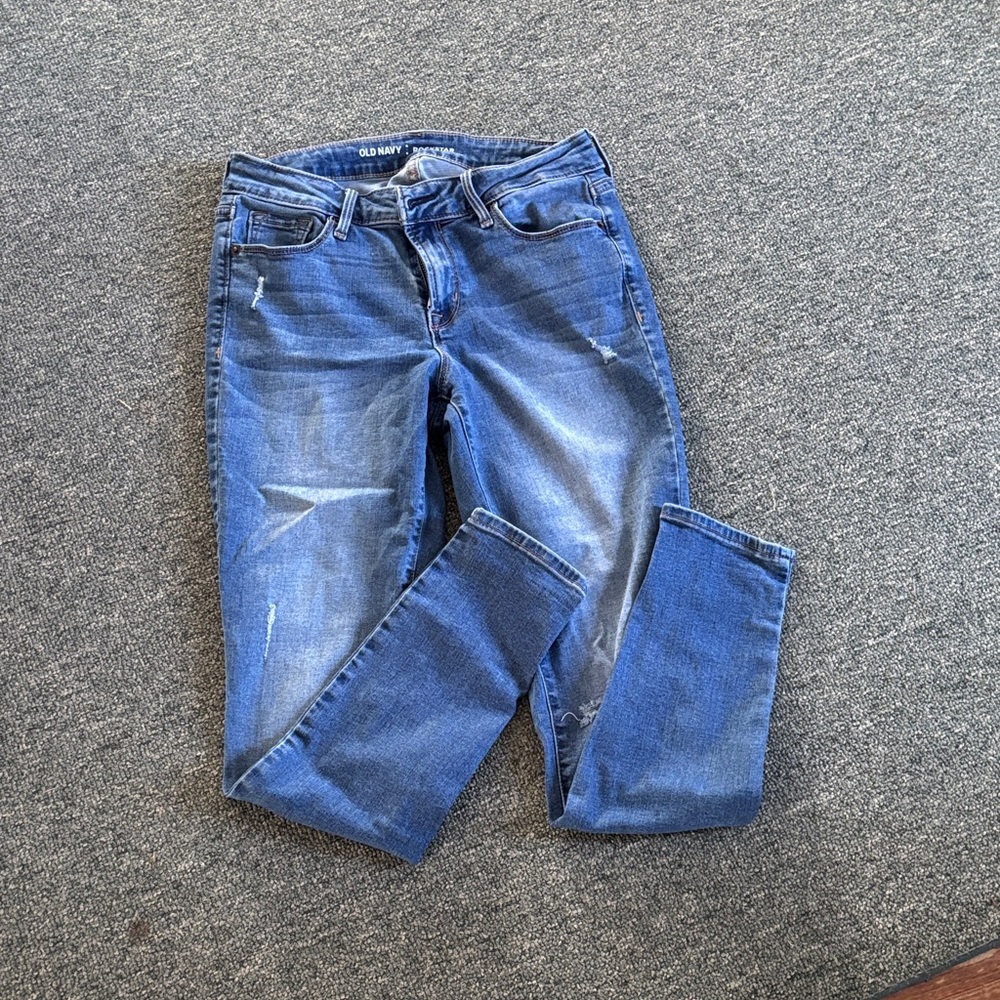 Old Navy Blue Washed Skinny Jeans with Light Distressing